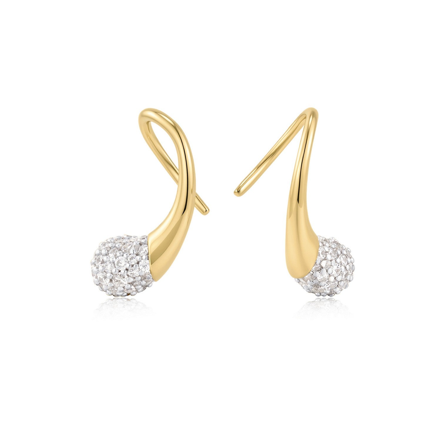 Ania Haie Fluid Light Gold Pave Sculptural Teardrop Hook Earrings E078-03G