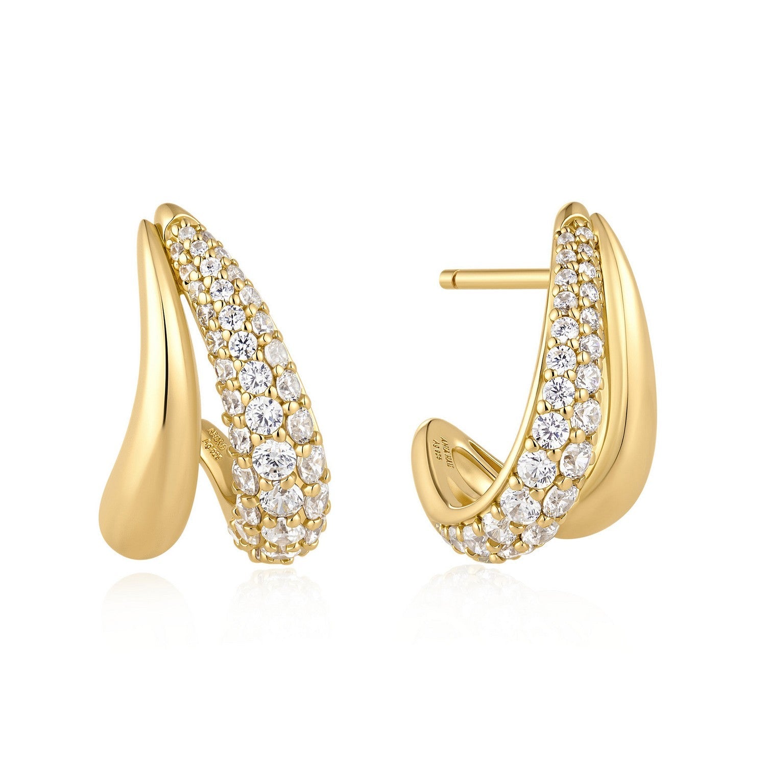 Ania Haie Fluid Light Gold Duet Stud Hoop Earrings E078-05G