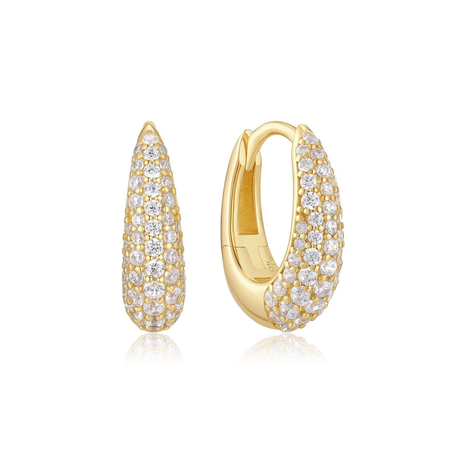 Ania Haie Fluid Light Gold Pave Dome Huggie Hoop Earrings E078-10G