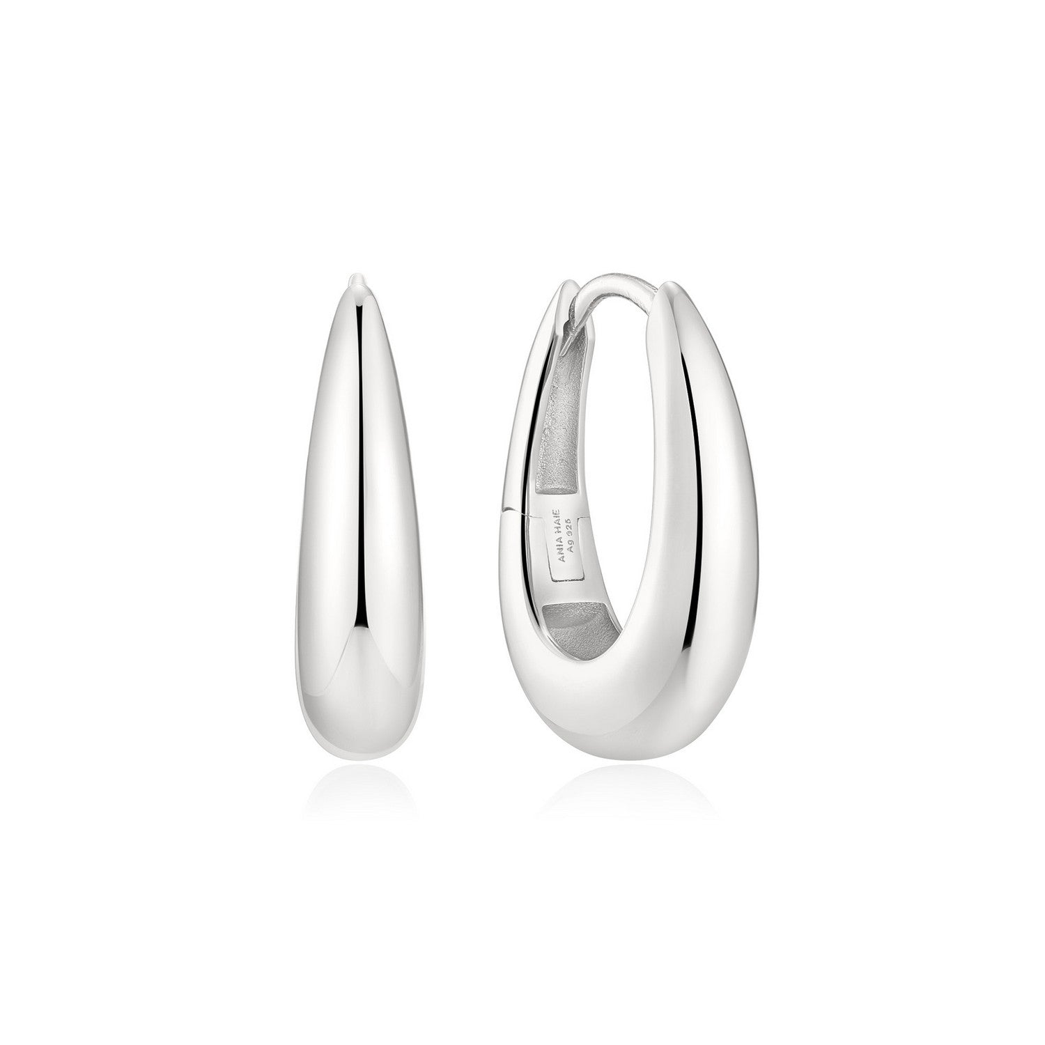 Ania Haie Fluid Light Silver Classic Dome Hoop Earrings E078-11H