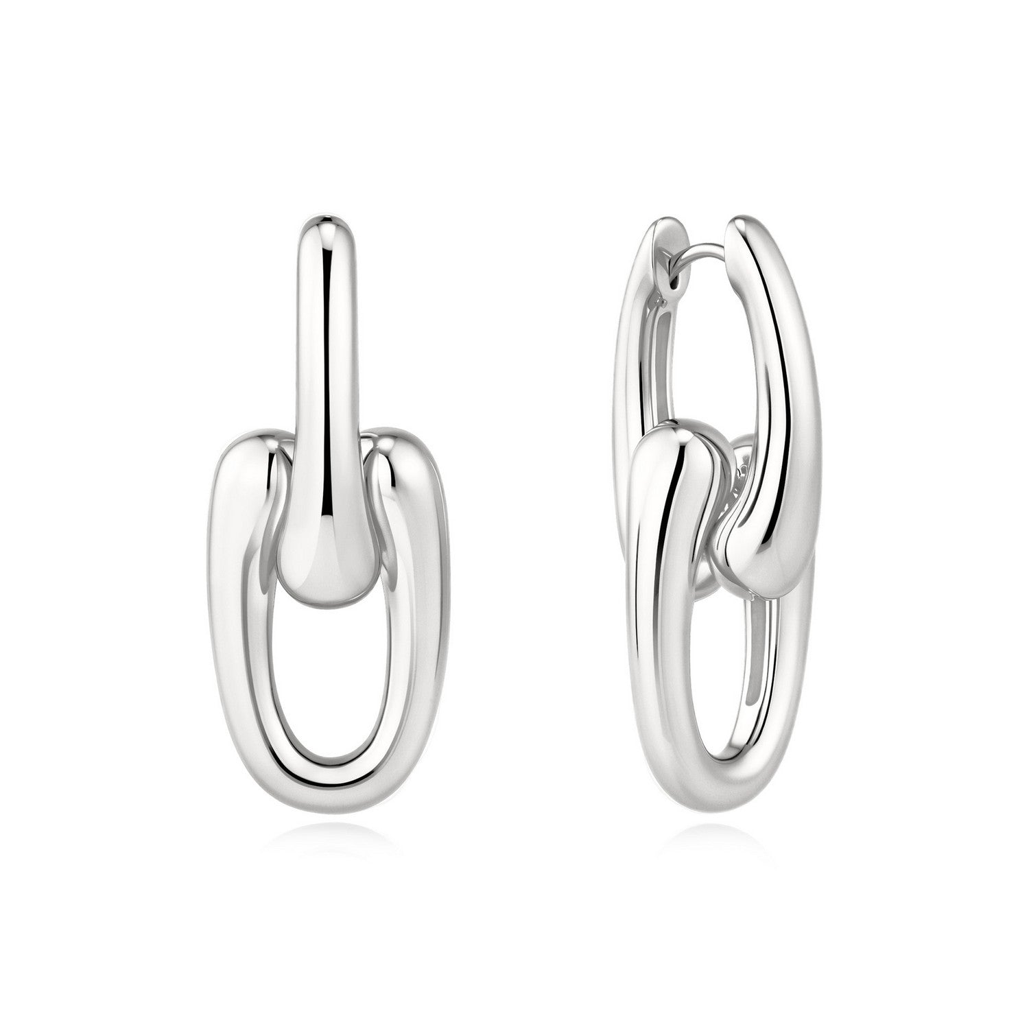 Ania Haie Fluid Light Silver Sculptural Interlocking Huggie Hoop Earrings E078-15H