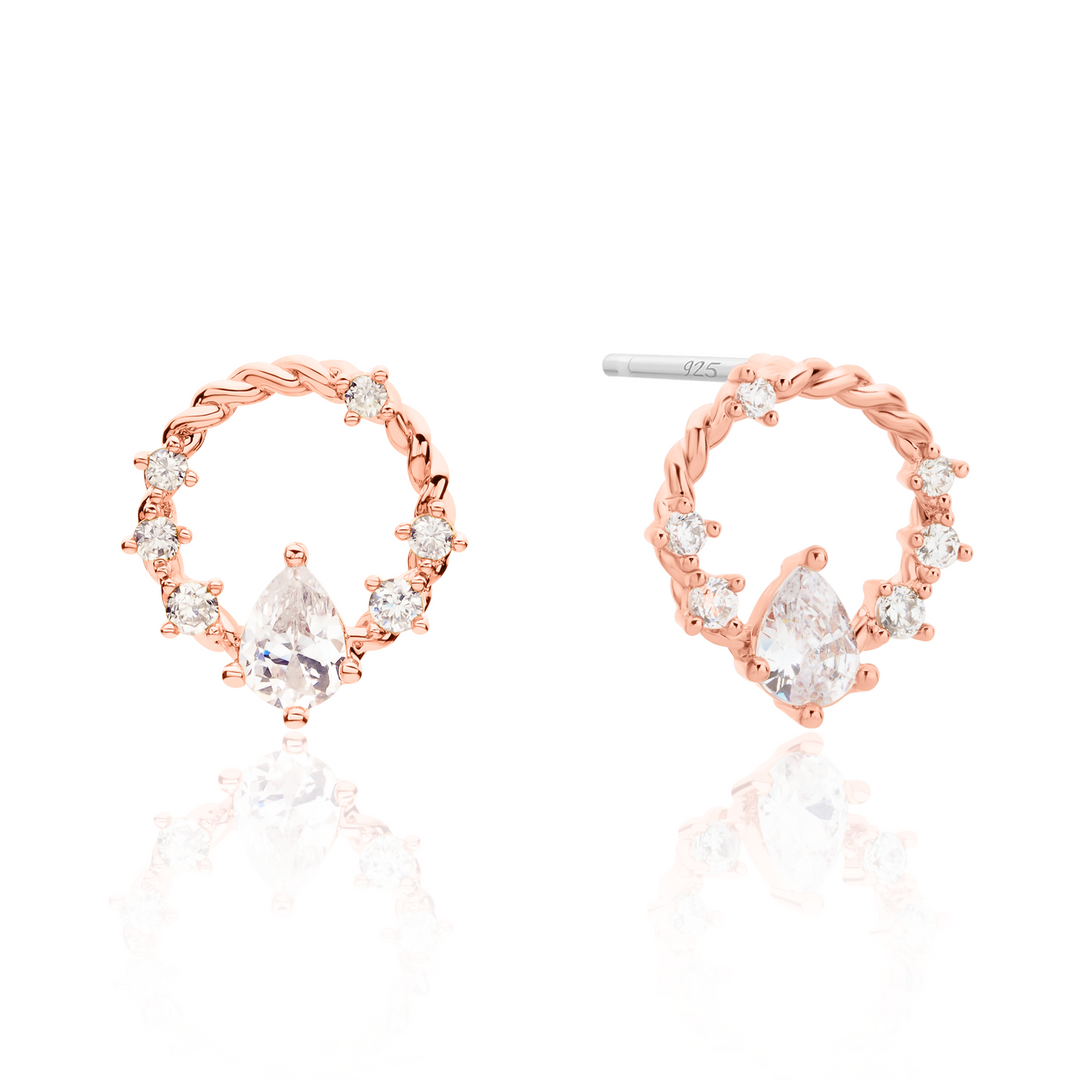 Cubic circle rope earrings-2