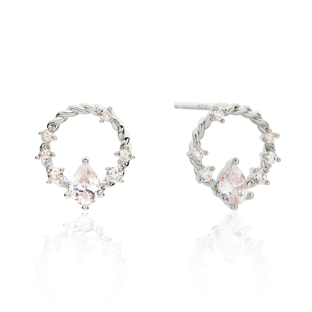 Cubic circle rope earrings-1