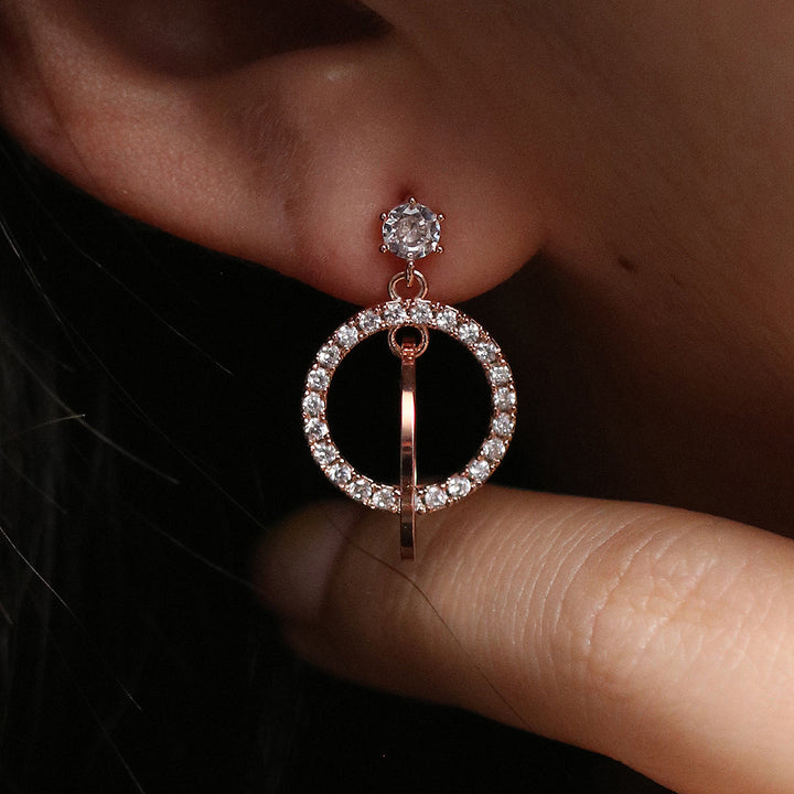 Circle charm dangle earrings-3