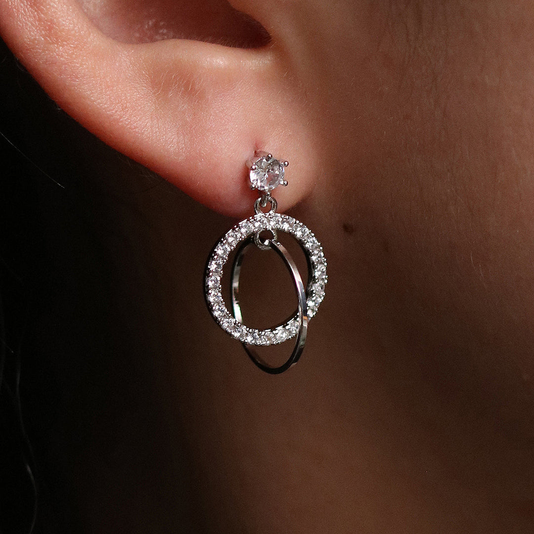 Circle charm dangle earrings-2