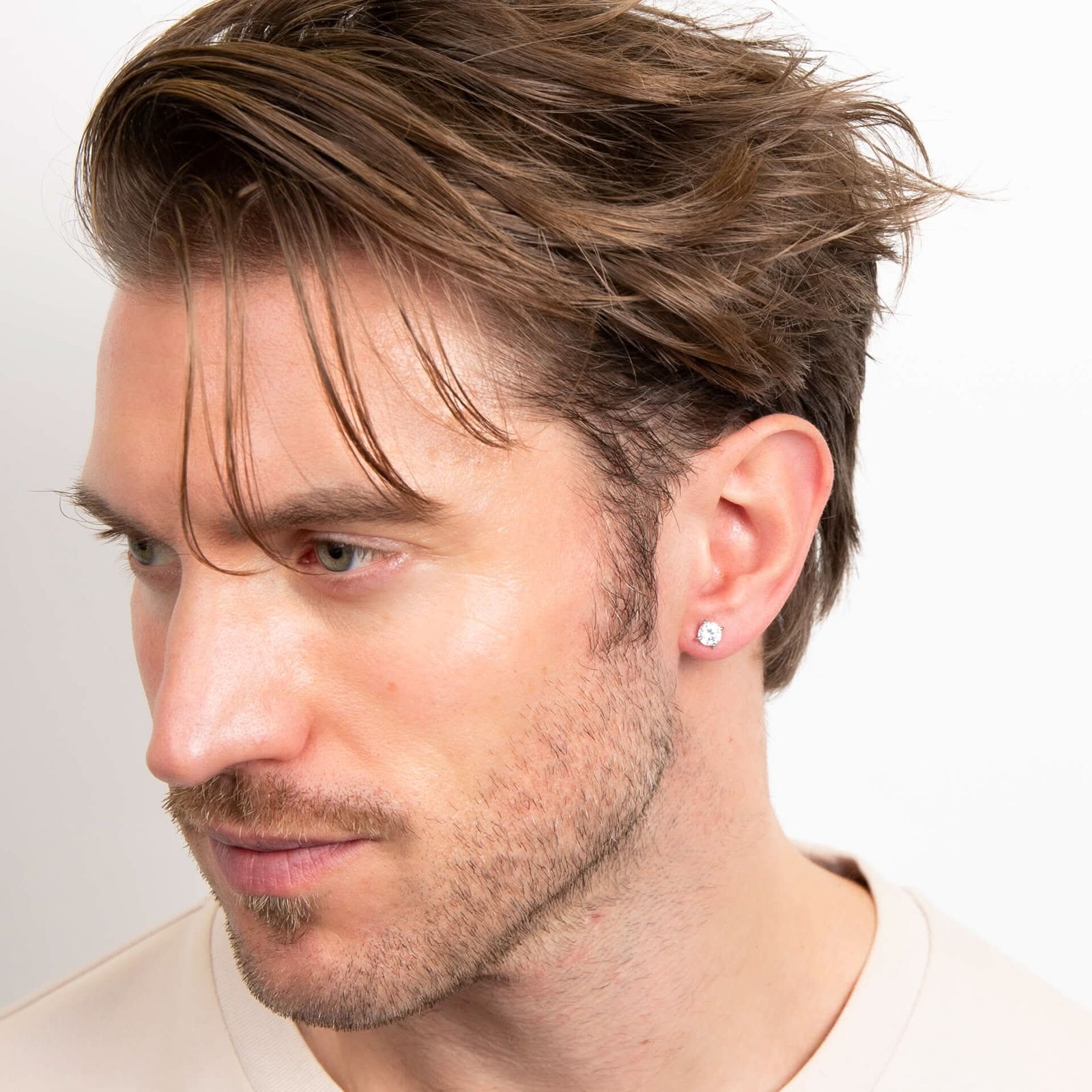 Crystal Zirconia Steel Stud Earrings E6564C
