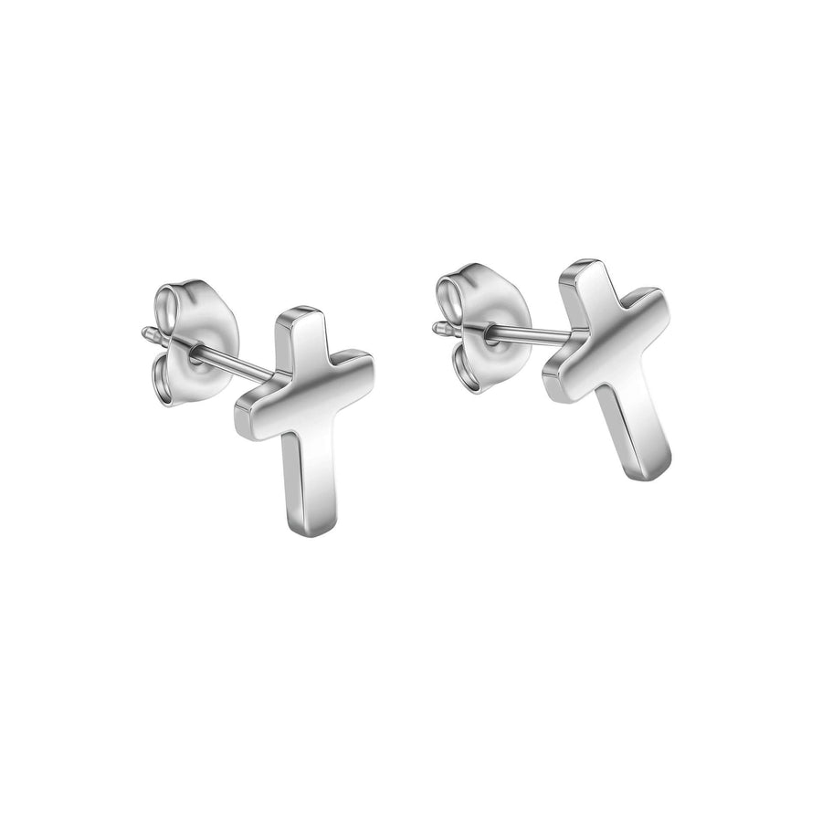 Stainless Steel Cross Stud Earrings E6565