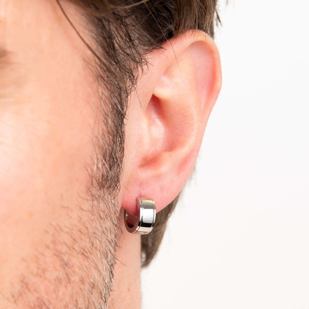 Polished Stainless Steel Hoop Earrings E6567