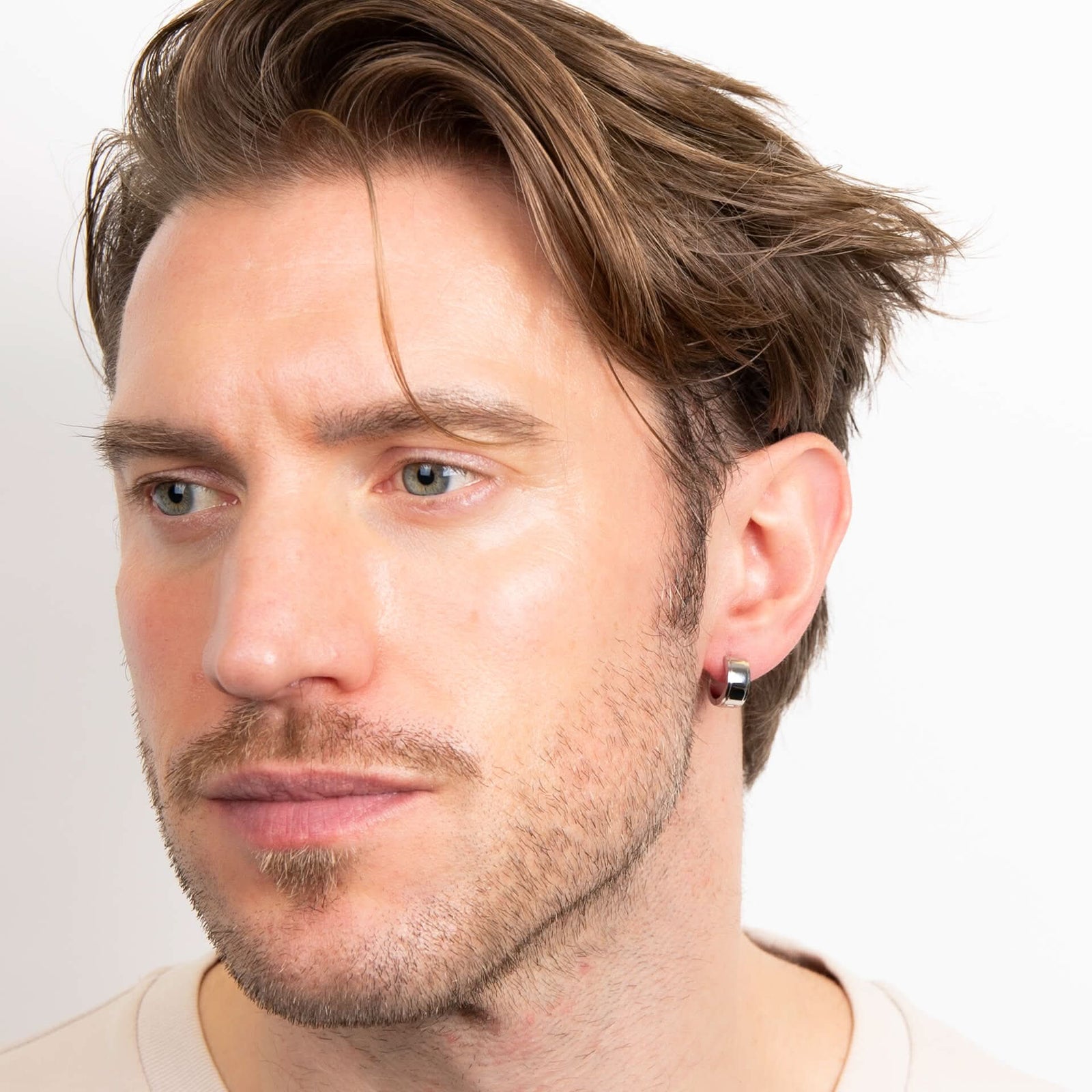 Polished Stainless Steel Hoop Earrings E6567