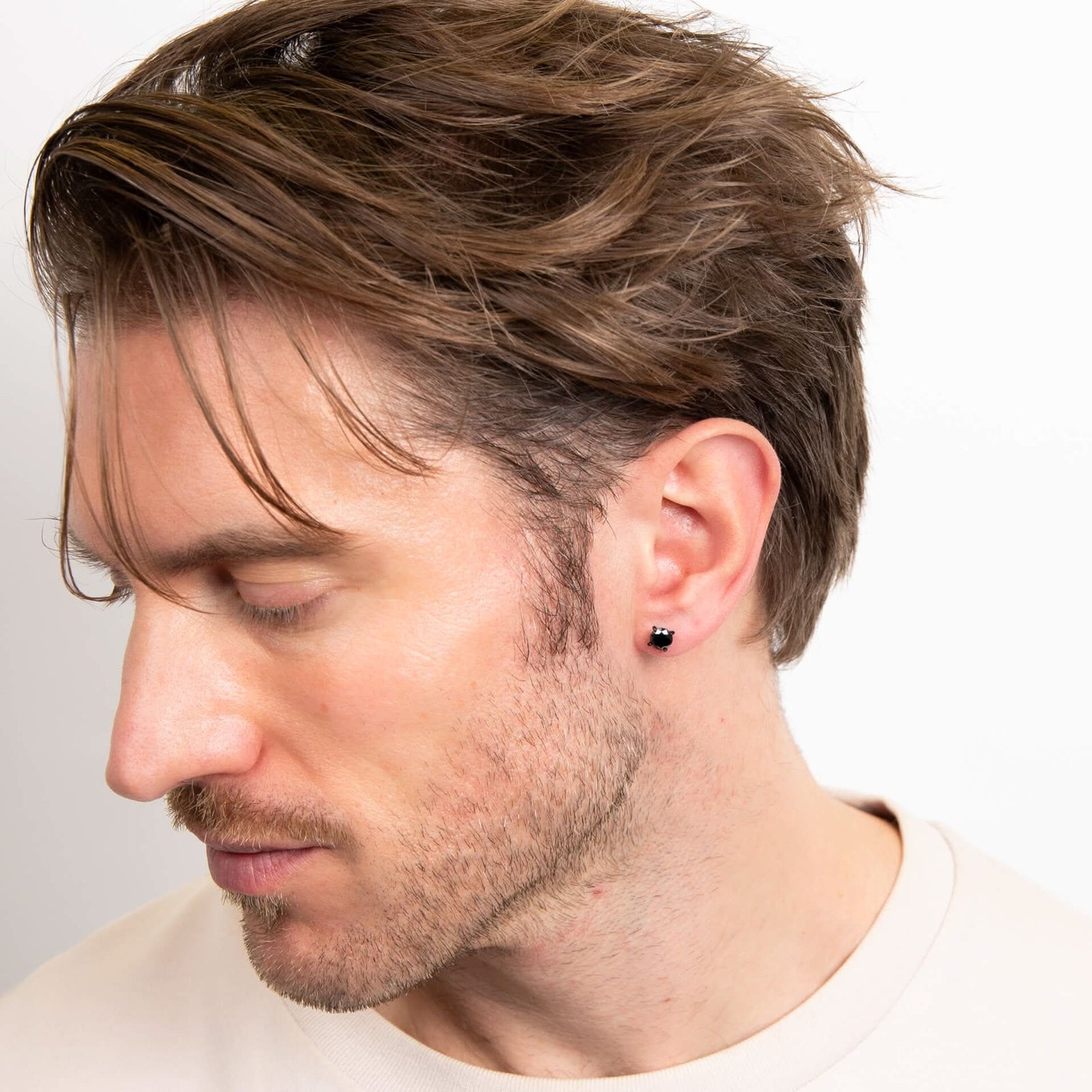 Stainless Steel Black Zirconia Stud Earrings E6571B