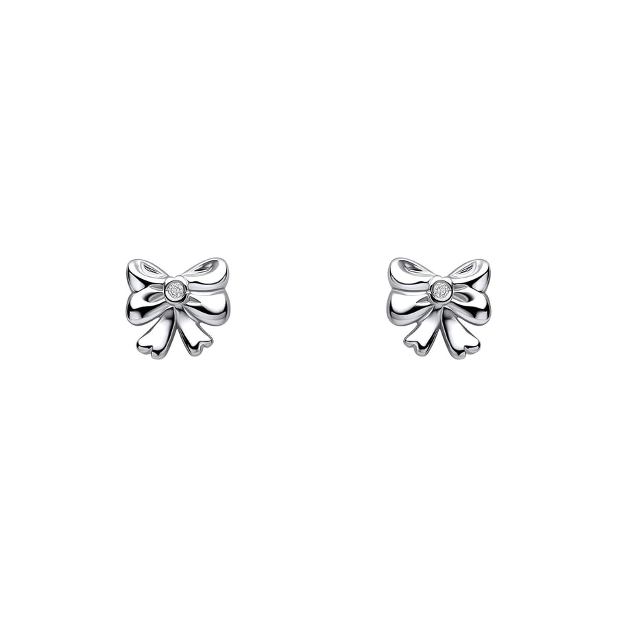 D for Diamond Sterling Silver Bow Stud Earrings E6587