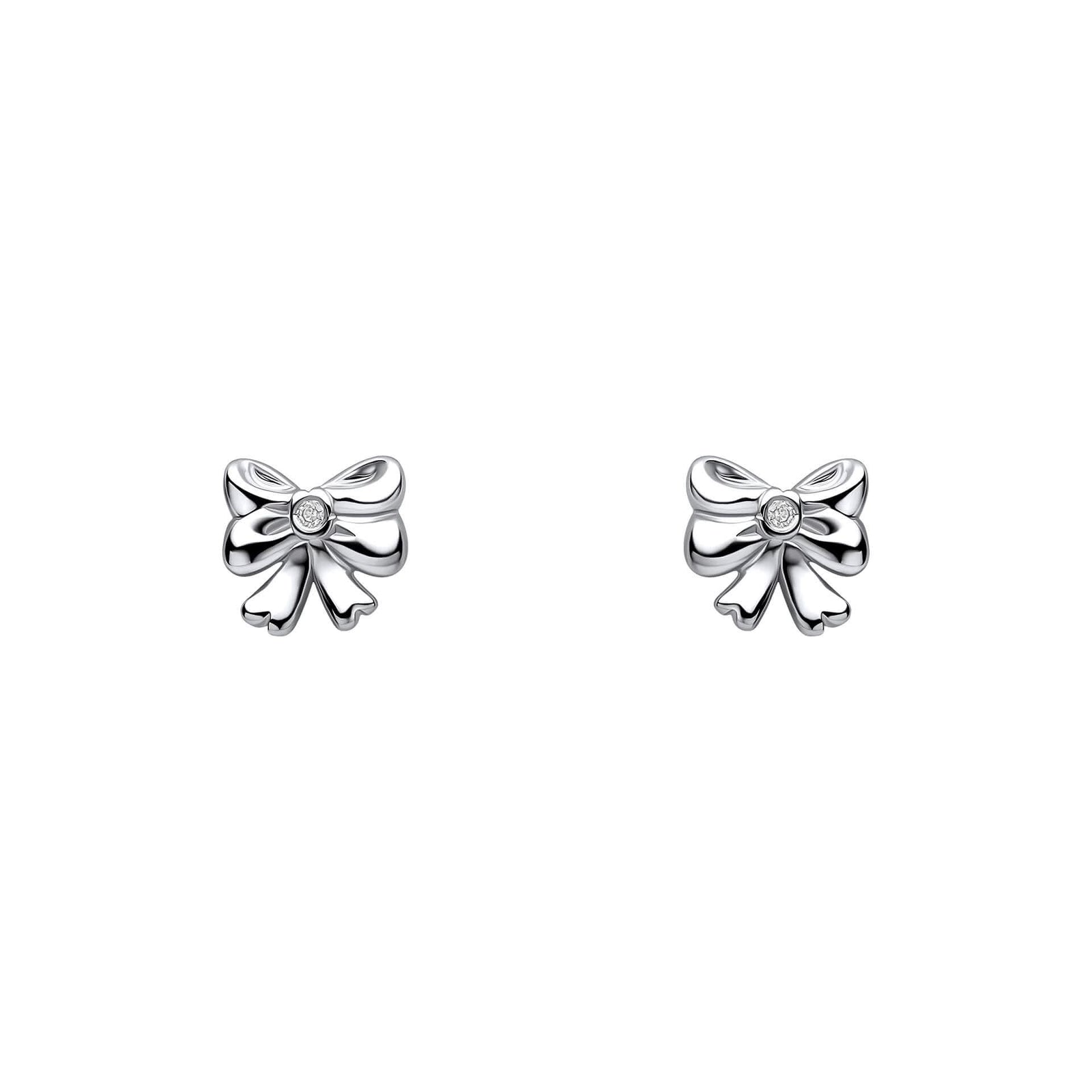 D for Diamond Sterling Silver Bow Stud Earrings E6587