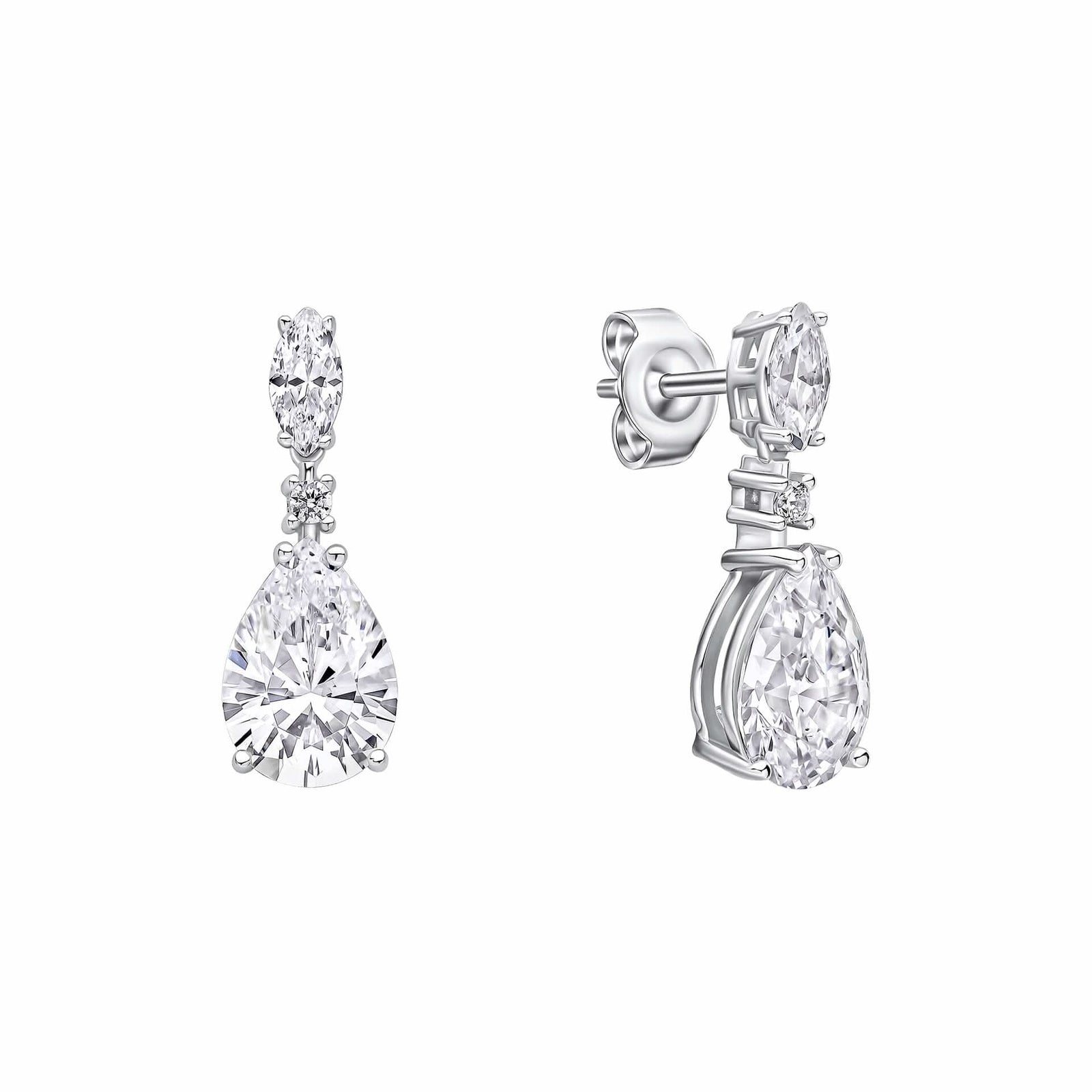 Diamonfire Cubic Zirconia Tear Drop and Marquise Drop Earrings E6594