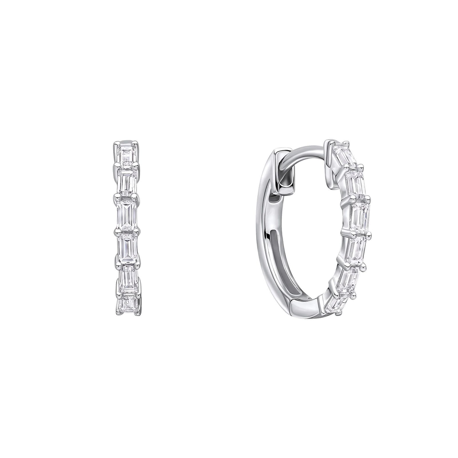 Diamonfire Baguette Cubic Zirconia Hoop Earrings E6598