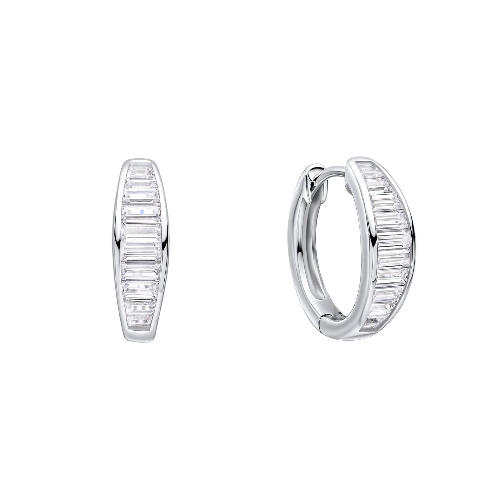 Diamonfire Channel Set Baguette Cubic Zirconia Hoop Earrings E6600
