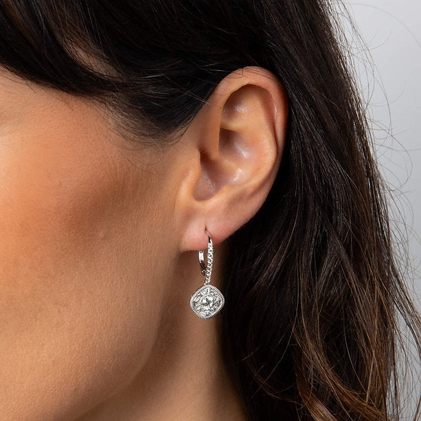 Diamonfire Clear Cubic Zirconia Contemporary Princess Cut Earrings E6710