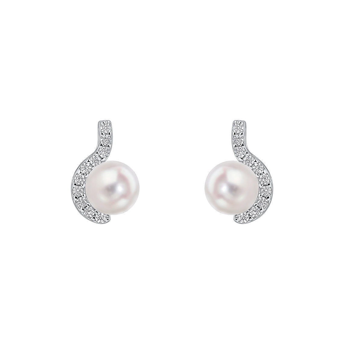 Diamonfire Clear Cubic Zirconia White Shell Pearl Delicate Oval Cut Earrings E6721