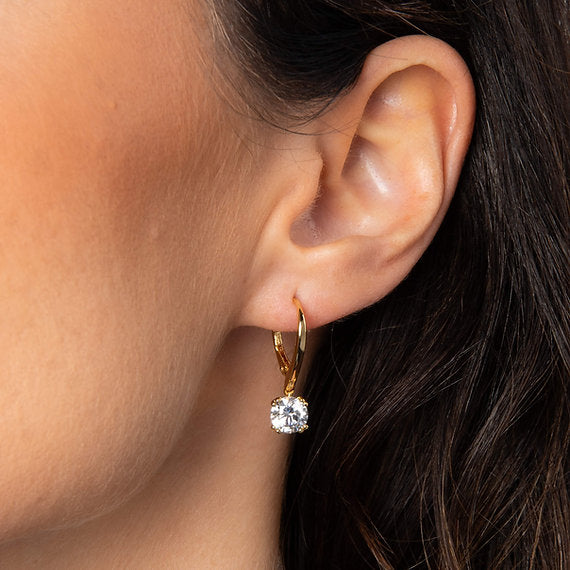 Diamonfire Gold Clear Cubic Zirconia Classic Brilliant Cut Earrings E6726