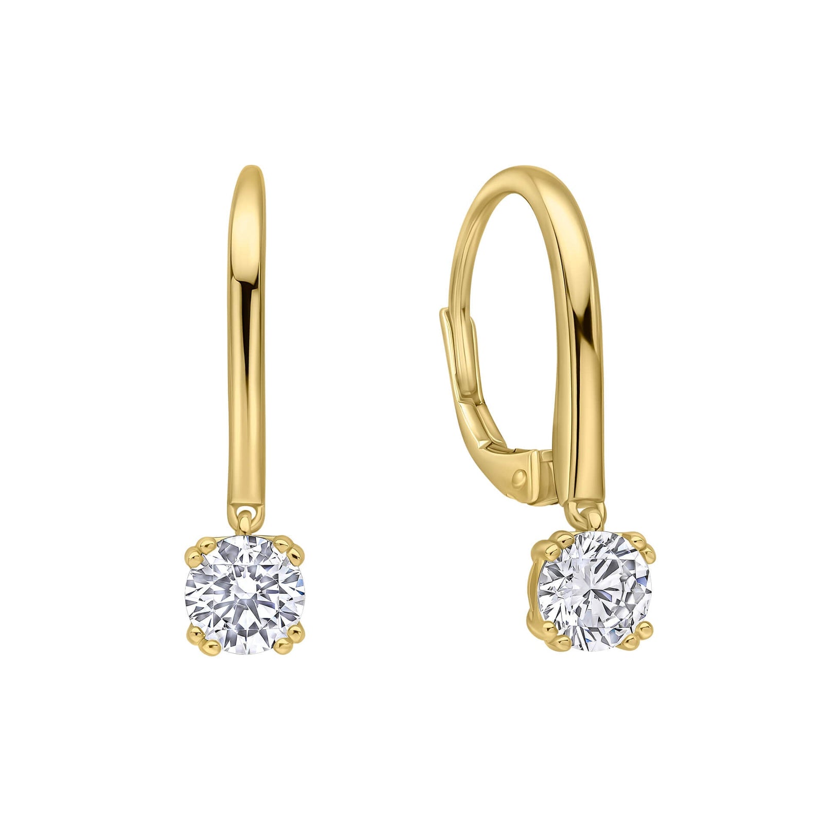 Diamonfire Gold Clear Cubic Zirconia Classic Brilliant Cut Earrings E6726