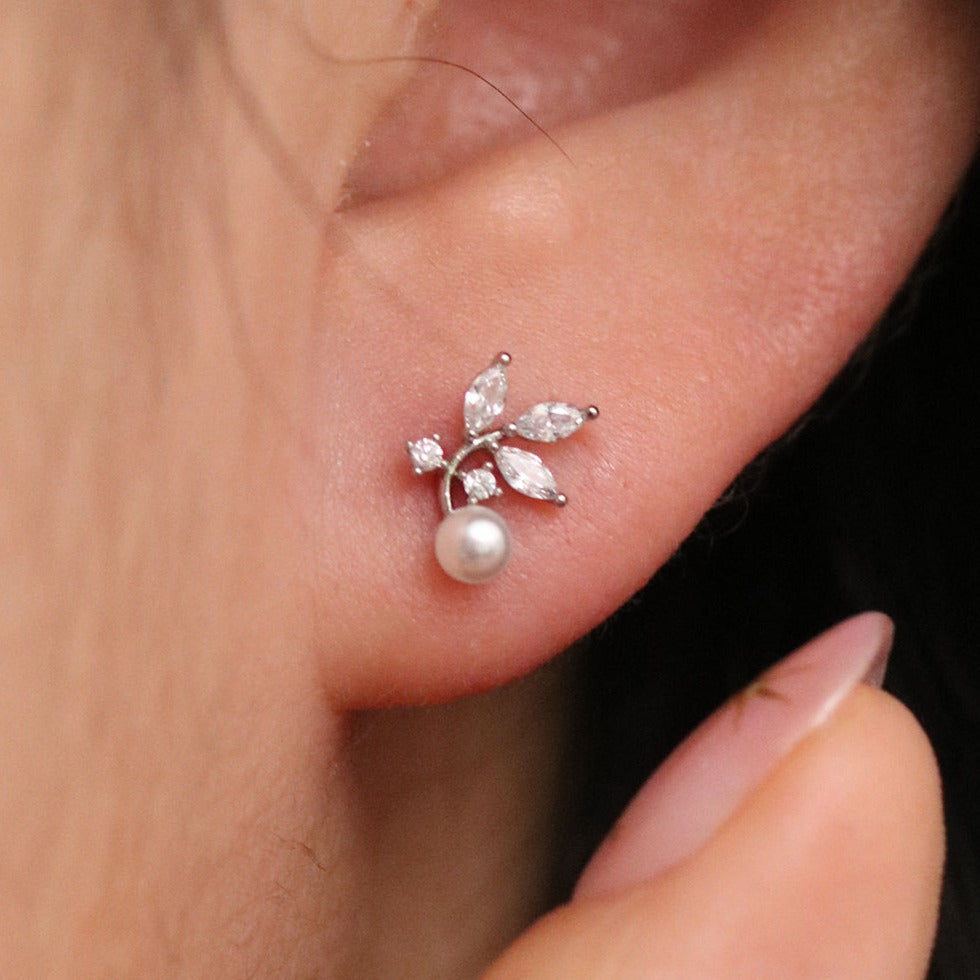 Cubic Branch Pearl Earrings
