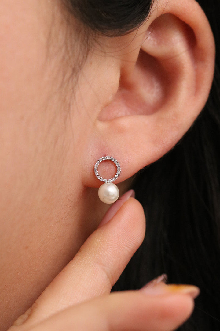 Circle pearl drop earrings-2