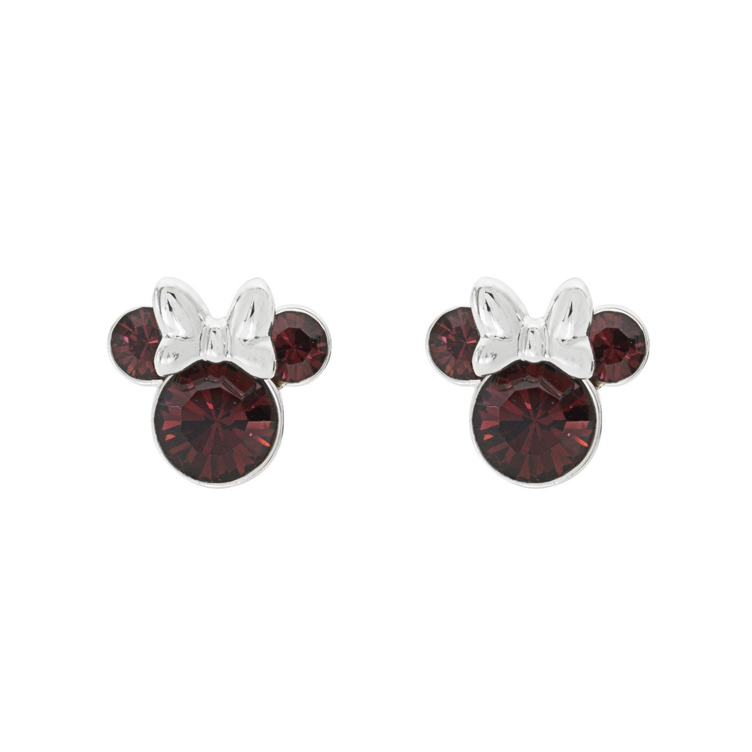 Disney Mickey & Minnie Sterling Silver 925 Mouse January Birthstone Crystal Stud Earrings E905162RJANL.PH