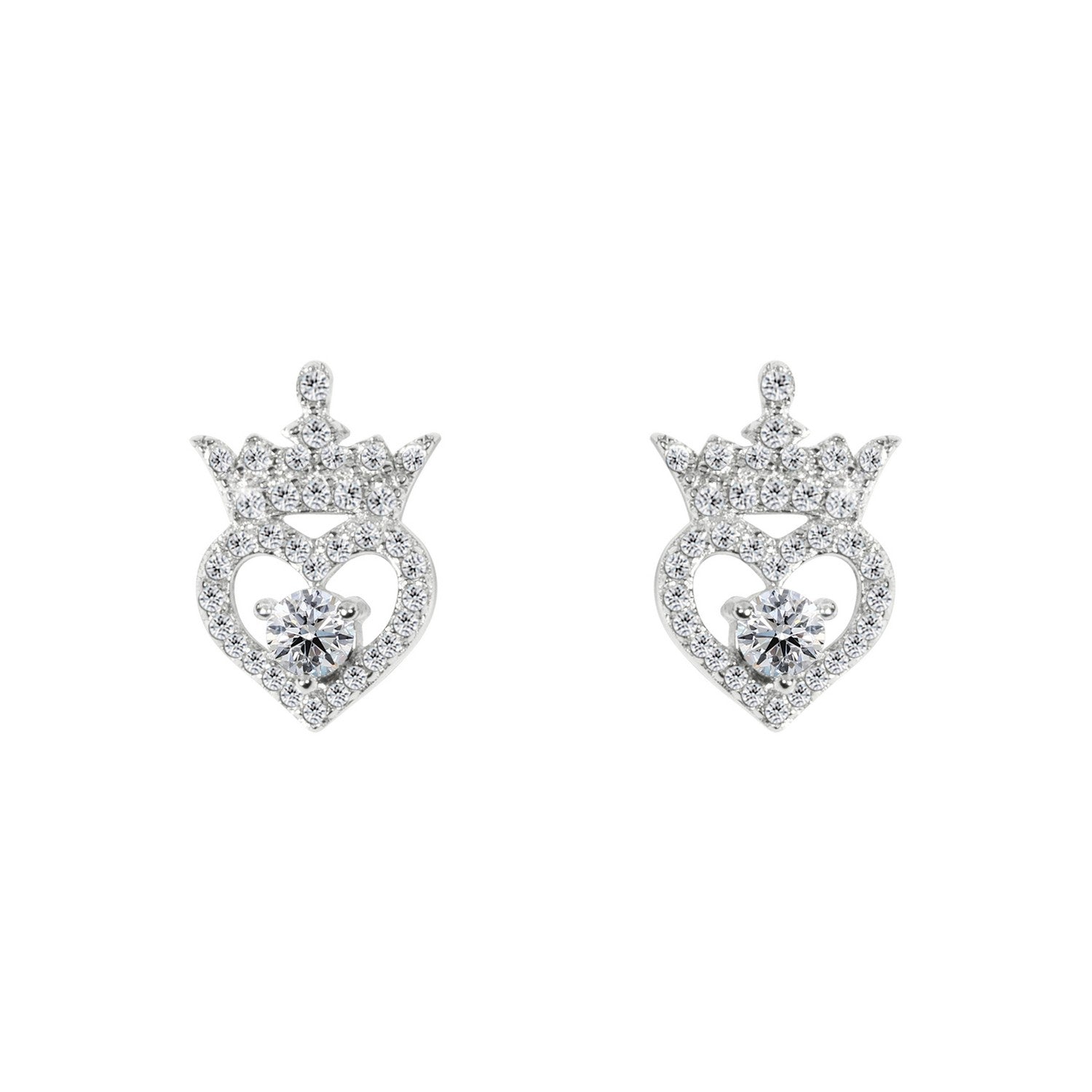 Disney Princess Sterling Silver 925 Cz Heart Tiara April Bstone Stud Earrings E906315RAPRL.PH