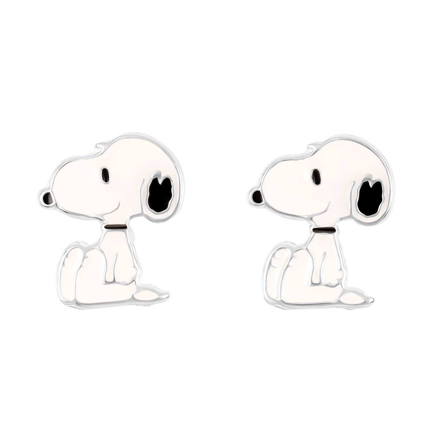 Collectable Peanuts Sterling Silver 925 Enamel Snoopy Stamped Stud Earrings E908011SL.PH