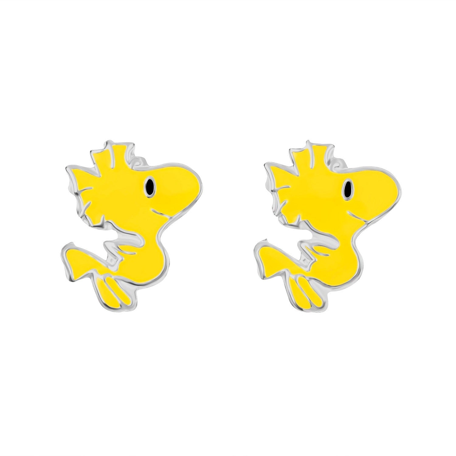 Collectable Peanuts Sterling Silver 925 Enamel Woodstock Stamped Stud Yellow Earrings E908012SL.PH