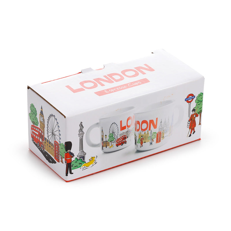 London Souvenir London Landmarks Set of 2 Porcelain Espresso Cups ECPS15
