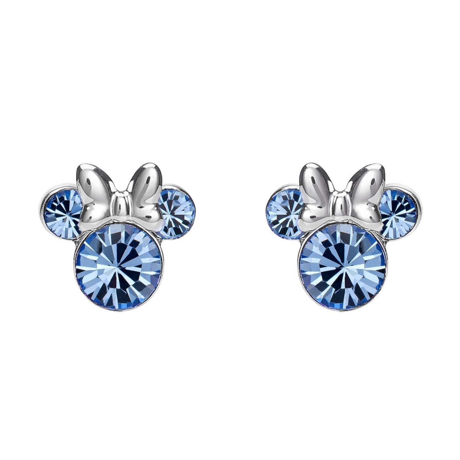 Disney Mickey & Minnie Silver Plated Brass December Birthstone Stud Sterling Earrings EF00469SDECL.PH