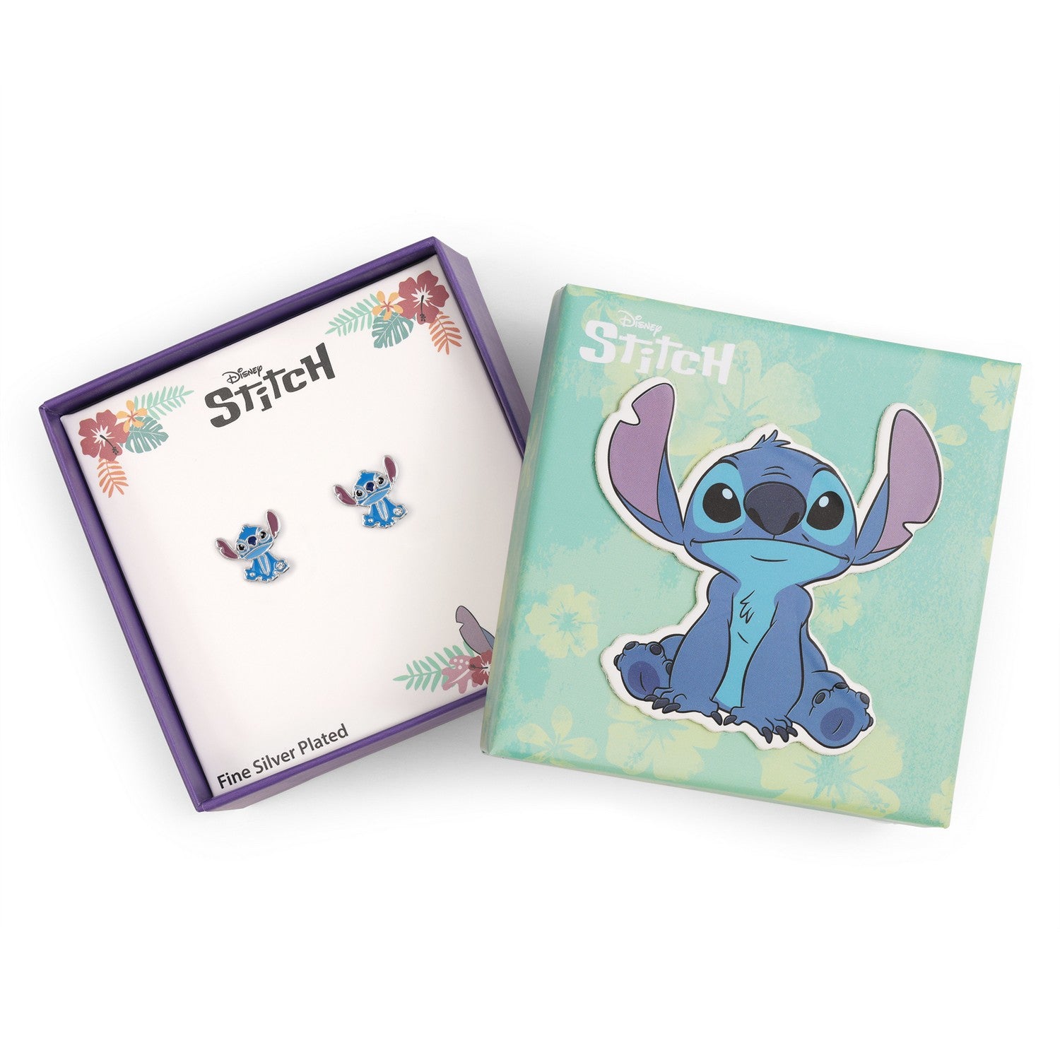 Disney Brass Slv Plt Stitch Stud Earrings EF01071SRWL.PA