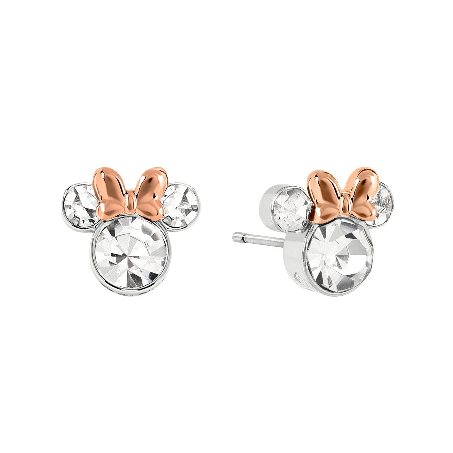 Disney Mickey & Minnie Brass Tt Slv Plt Crystal Pink Bow Stud Earring EF01399TRWL.PA