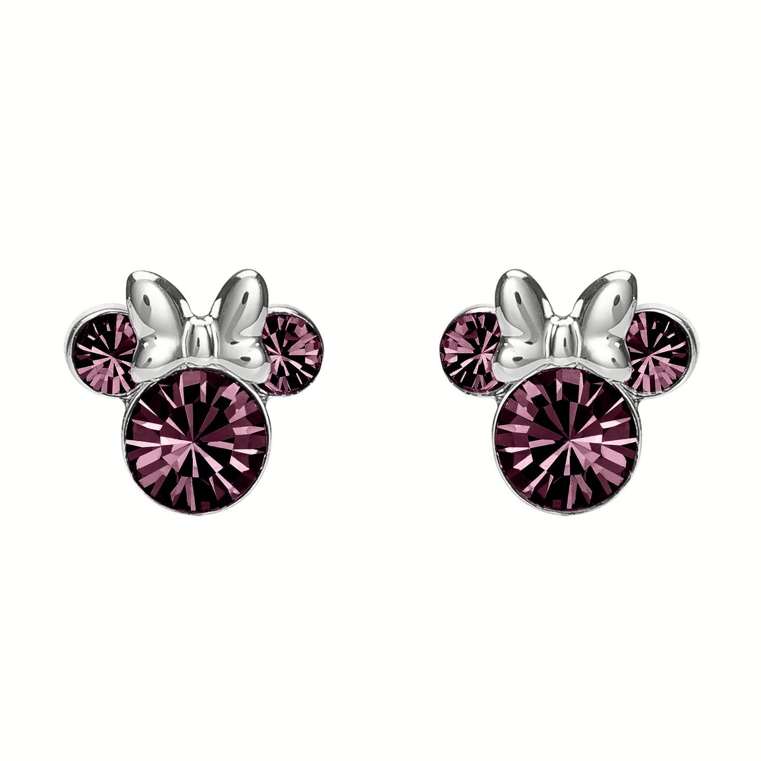 Disney Mickey & Minnie Sterling Silver 925 Mouse February Birthstone Earrings ES00028SFEBL.PH