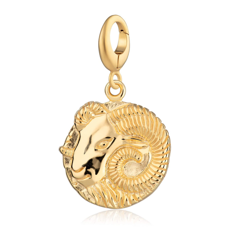 Engraved Gold Plated Aries Zodiac Charm CGARI