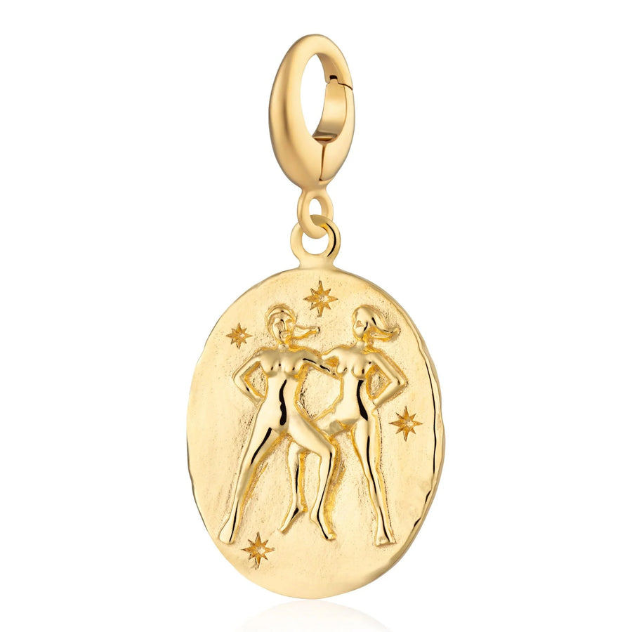 Engraved Gold Plated Gemini Zodiac Charm CGGEM