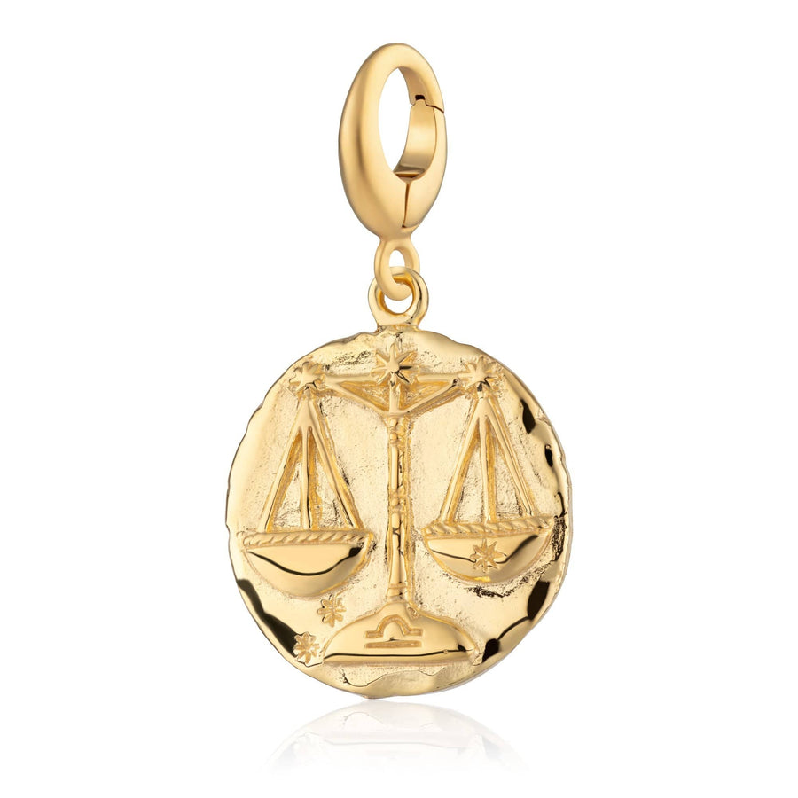 Engraved Gold Plated Libra Zodiac Charm CGLIB