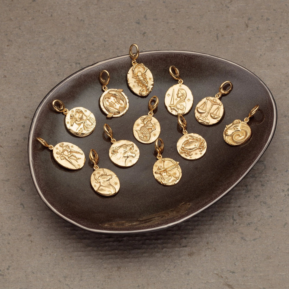 Engraved Gold Plated Libra Zodiac Charm CGLIB