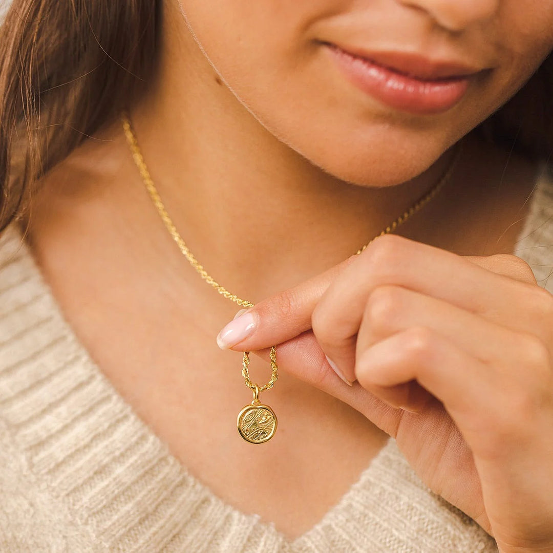 Engraved Gold Plated Manifest Trust Necklace CNGMANTR-TWIST-1