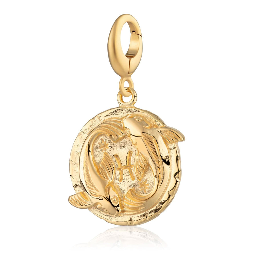 Engraved Gold Plated Pisces Zodiac Charm CGPIC