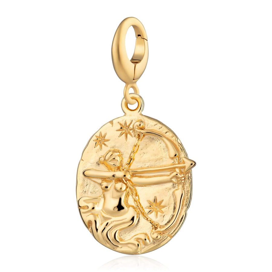 Engraved Gold Plated Sagittarius Zodiac Charm CGSAG