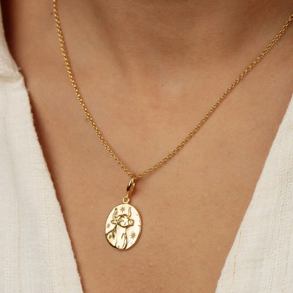 Engraved Gold Plated Taurus Zodiac Charm CGTAU