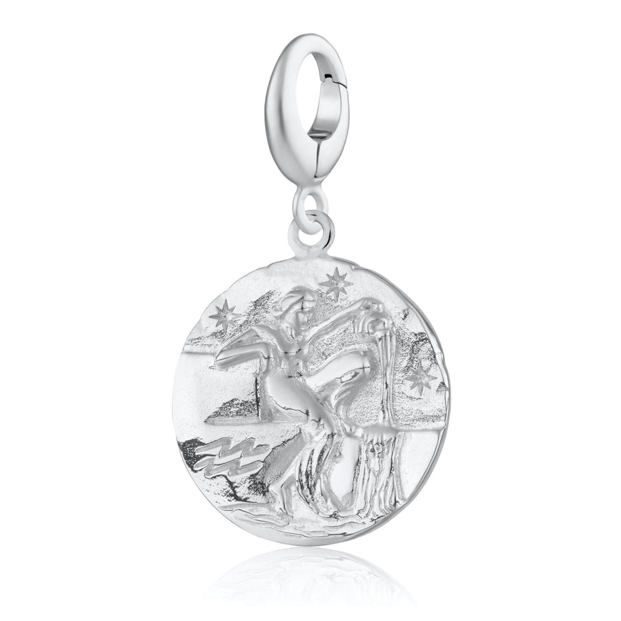 Engraved Silver Aquarius Zodiac Charm CSAQU