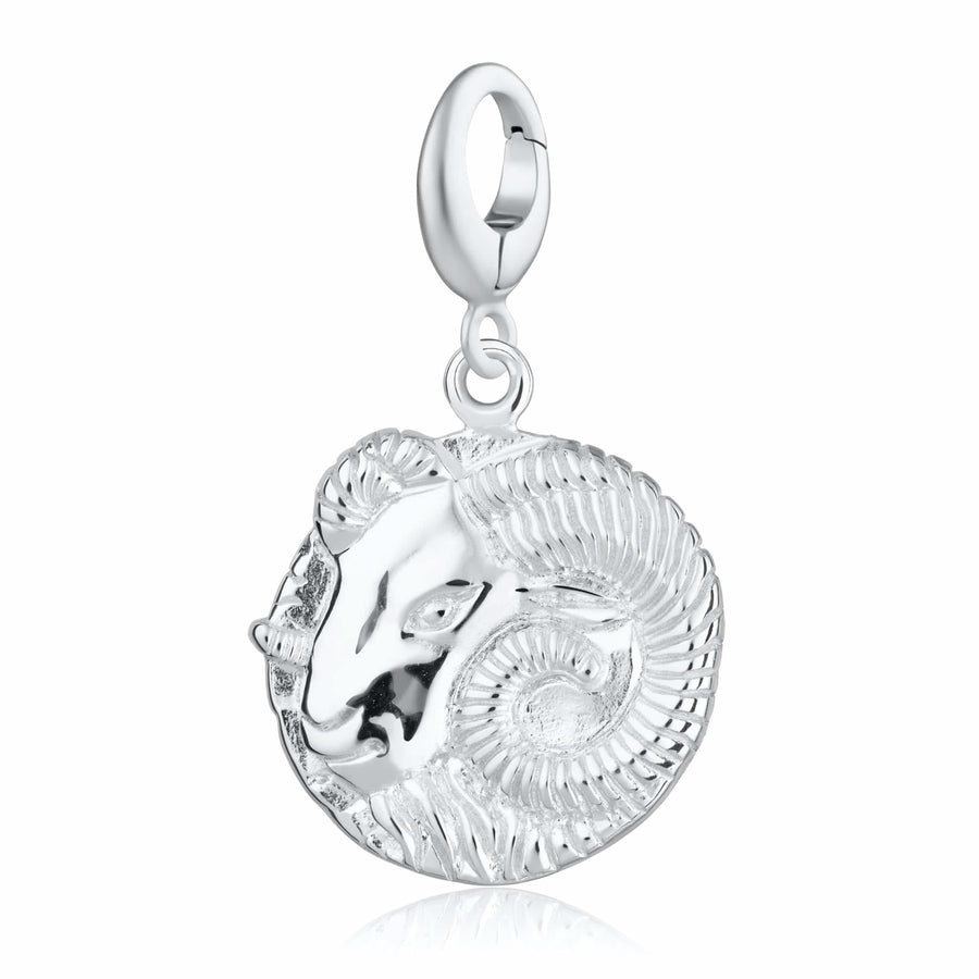 Engraved Silver Aries Zodiac Charm CSARI
