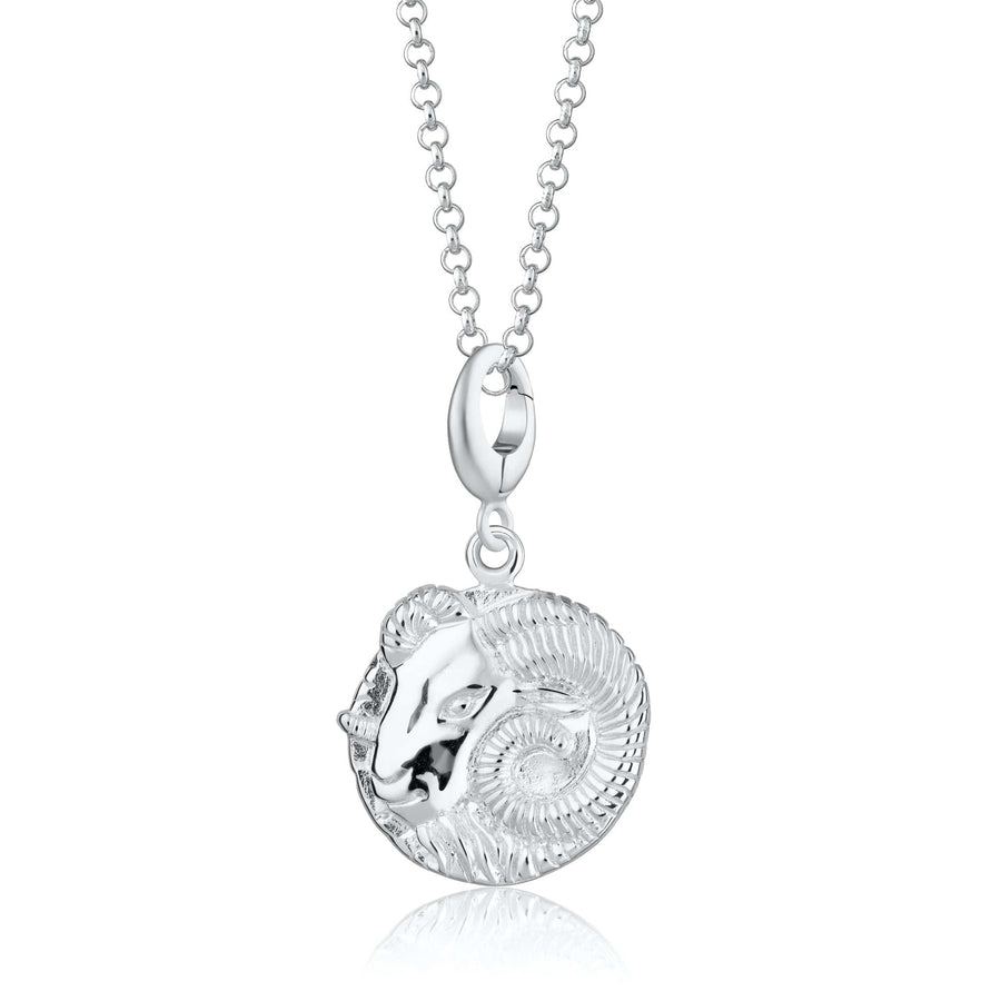 Engraved Silver Aries Zodiac Necklace CNSARI-1