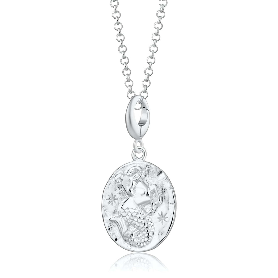 Engraved Silver Capricorn Zodiac Necklace CNSCAP-1