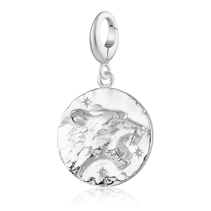 Engraved Silver Leo Zodiac Charm CSLEO