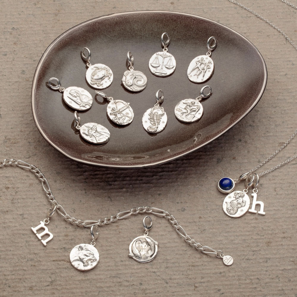 Engraved Silver Libra Zodiac Charm CSLIB