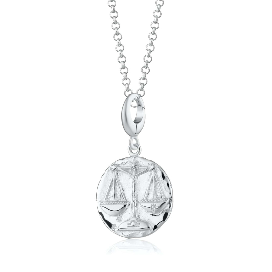 Engraved Silver Libra Zodiac Necklace CNSLIB-1