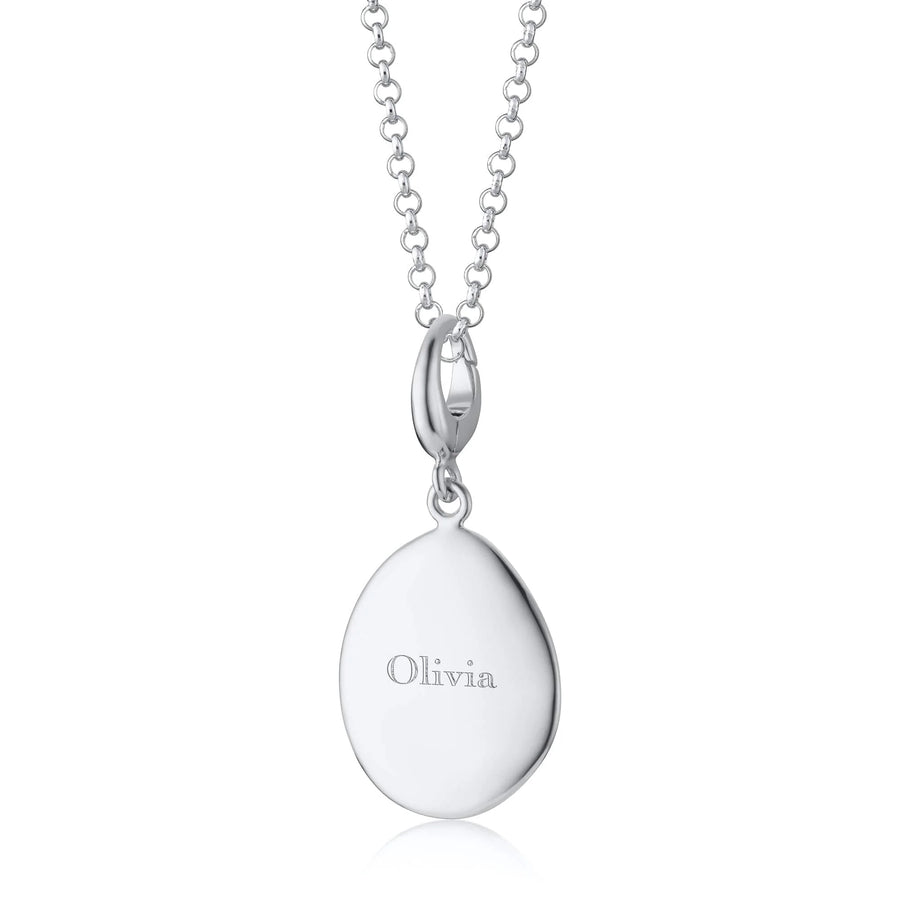 Engraved Silver Pebble Medium Necklace VNSPBM-13